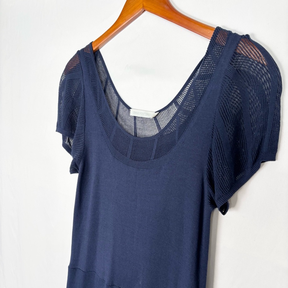Anne Fontaine Midi Knit Short Sleeve Dress Navy Blue Size EUR 40/US‎ 8 - Picture 2 of 8